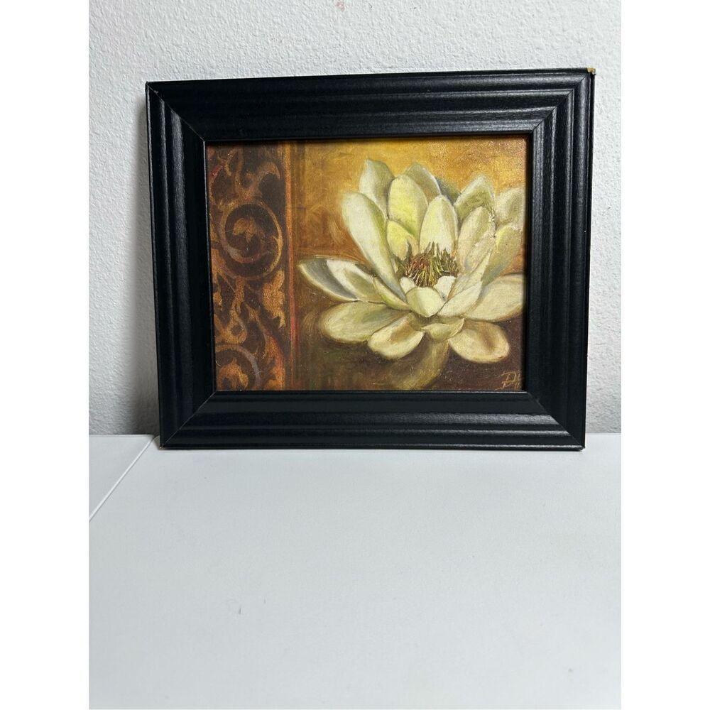 Patricia Black Ornate Framed Art Wood Print Water Lily 13”X 11” See Description